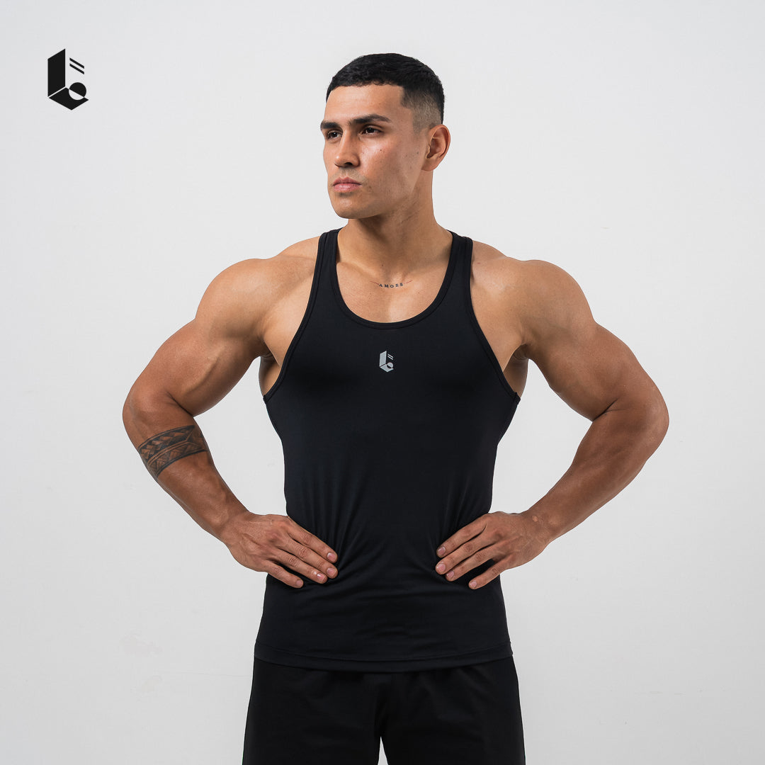 MuscleFlex Stringer Tank - Black/Light Grey