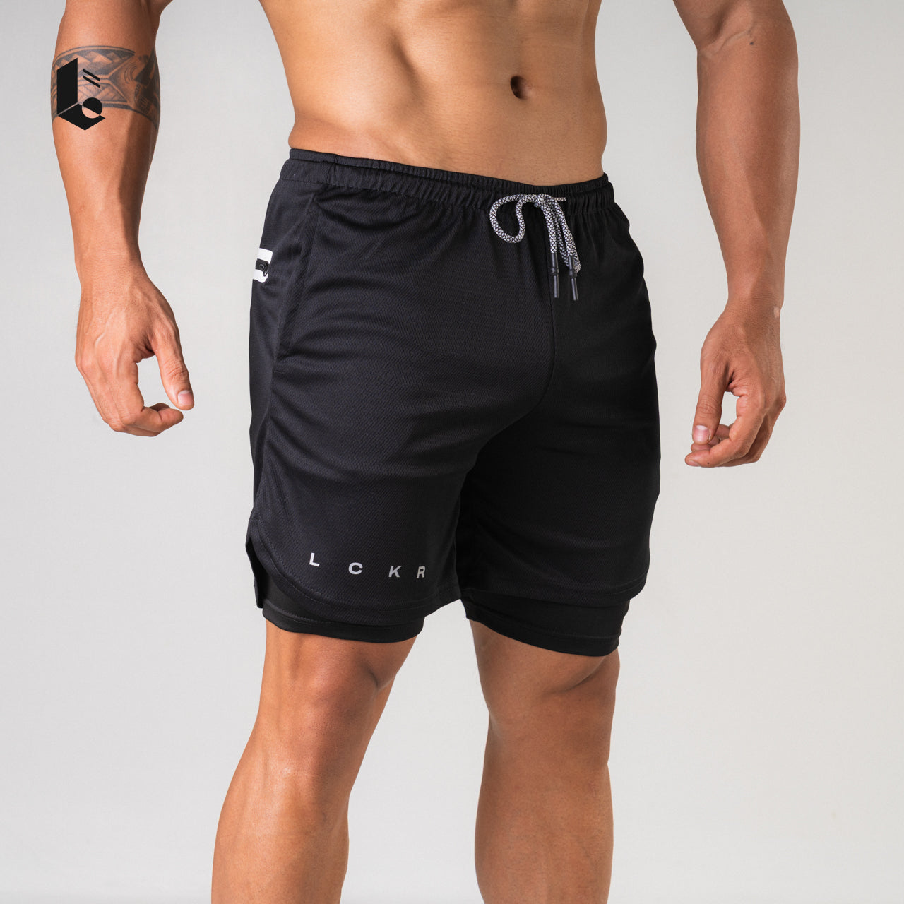 Tracka 2-In-1 Short / Short Legging - Light/Dark Grey/Black/Green