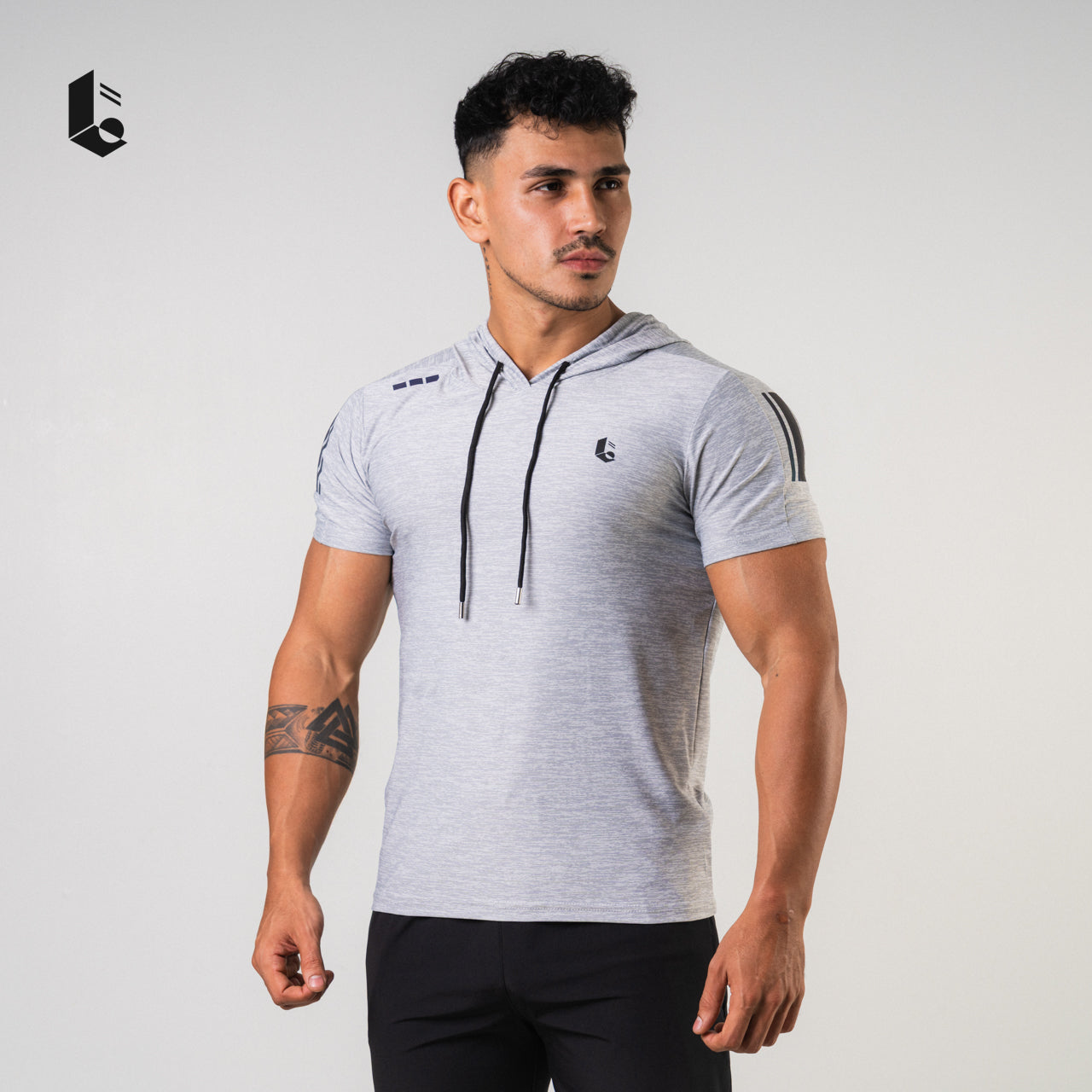 Lightcool Short Sleeve Hoodie - Green/Grey/Blue Navy