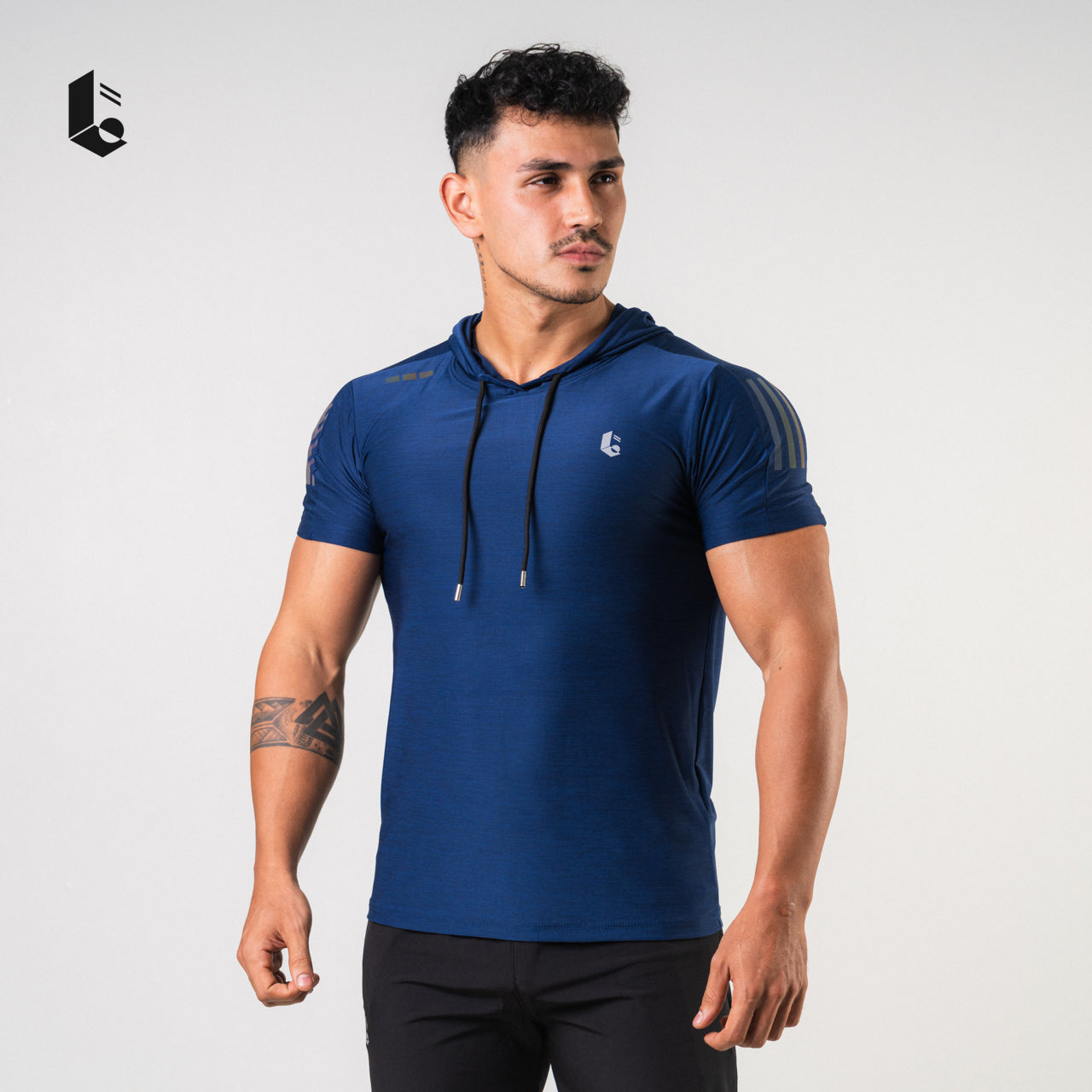 Lightcool Short Sleeve Hoodie - Green/Grey/Blue Navy