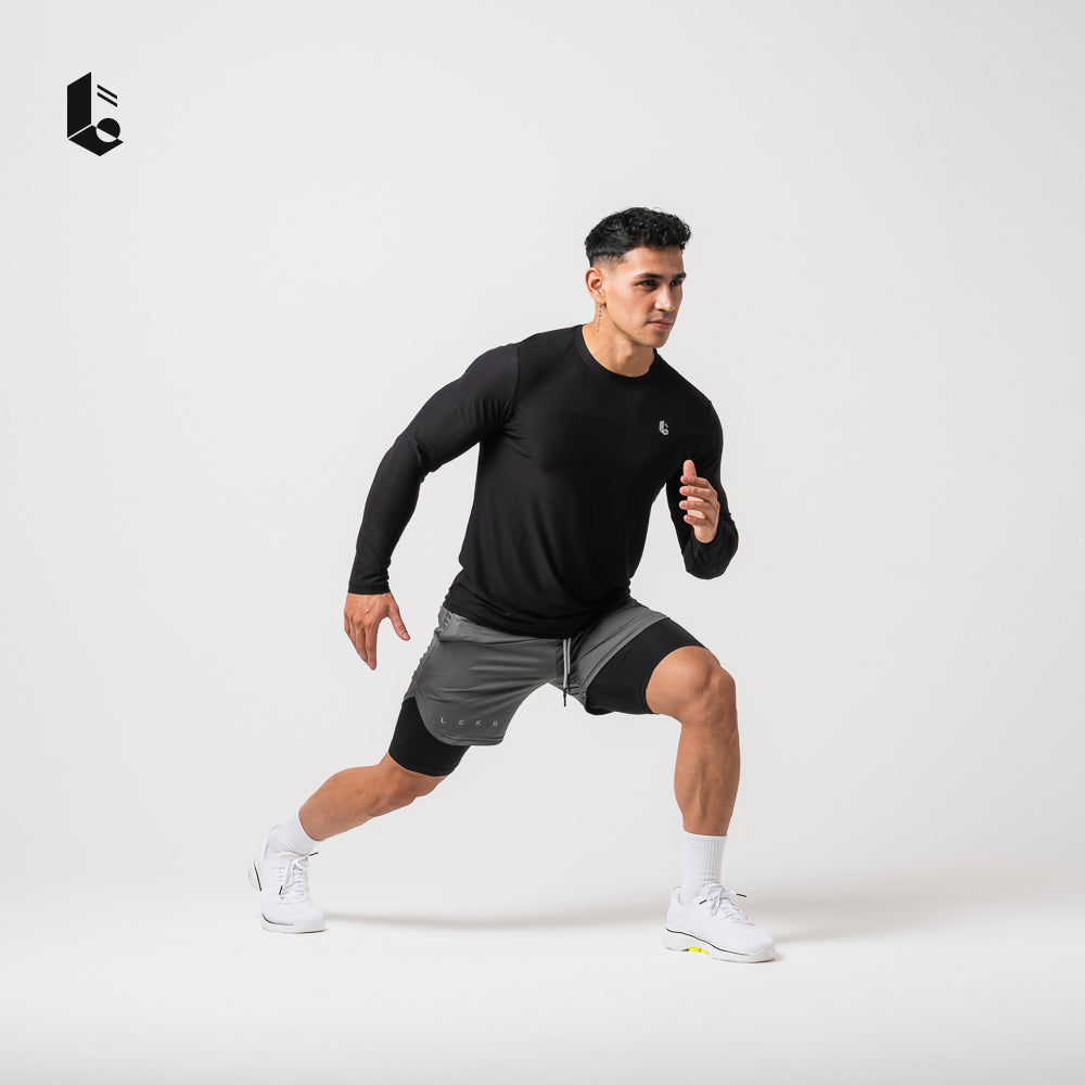 CoreLite 2-In-1 Shorts - Jet Black/Ash Grey/Navy Blue