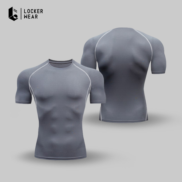 Hyperlean Compression Short Sleeve - Grey/Navy/Red