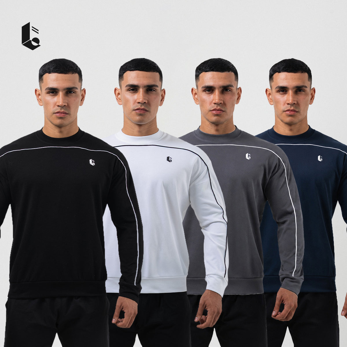 StreetLine Long Sleeve Crewneck - Black/White/Dark Blue/Brown