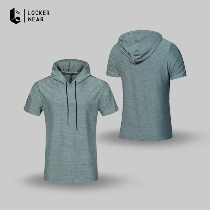 Lightcool Short Sleeve Hoodie - Green/Grey/Blue Navy