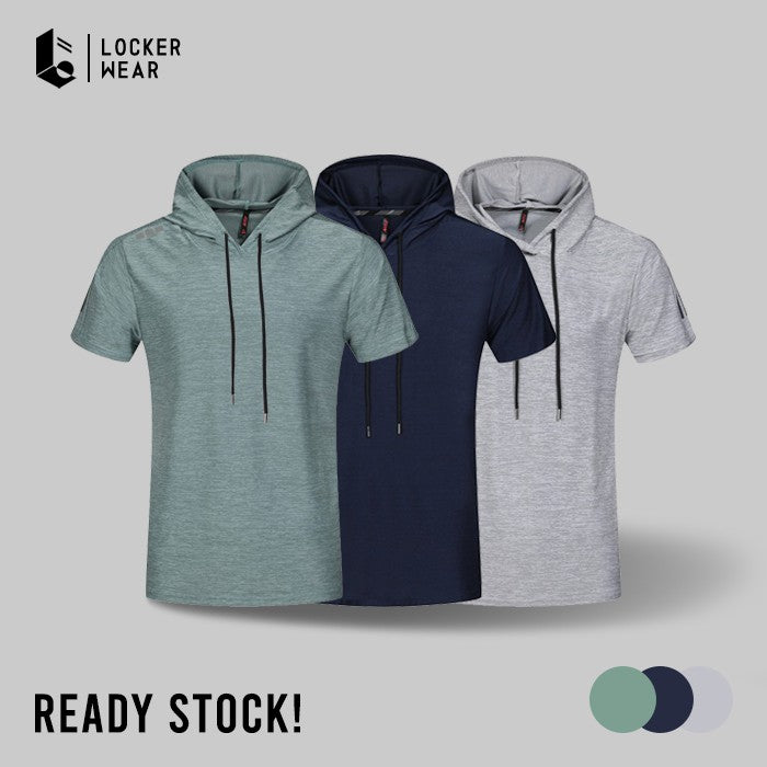 Lightcool Short Sleeve Hoodie - Green/Grey/Blue Navy