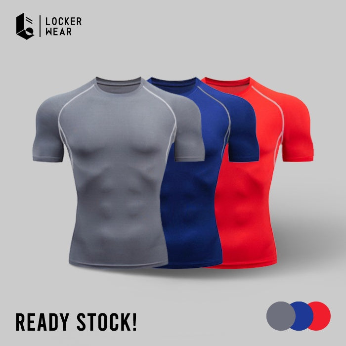 Hyperlean Compression Short Sleeve - Grey/Navy/Red