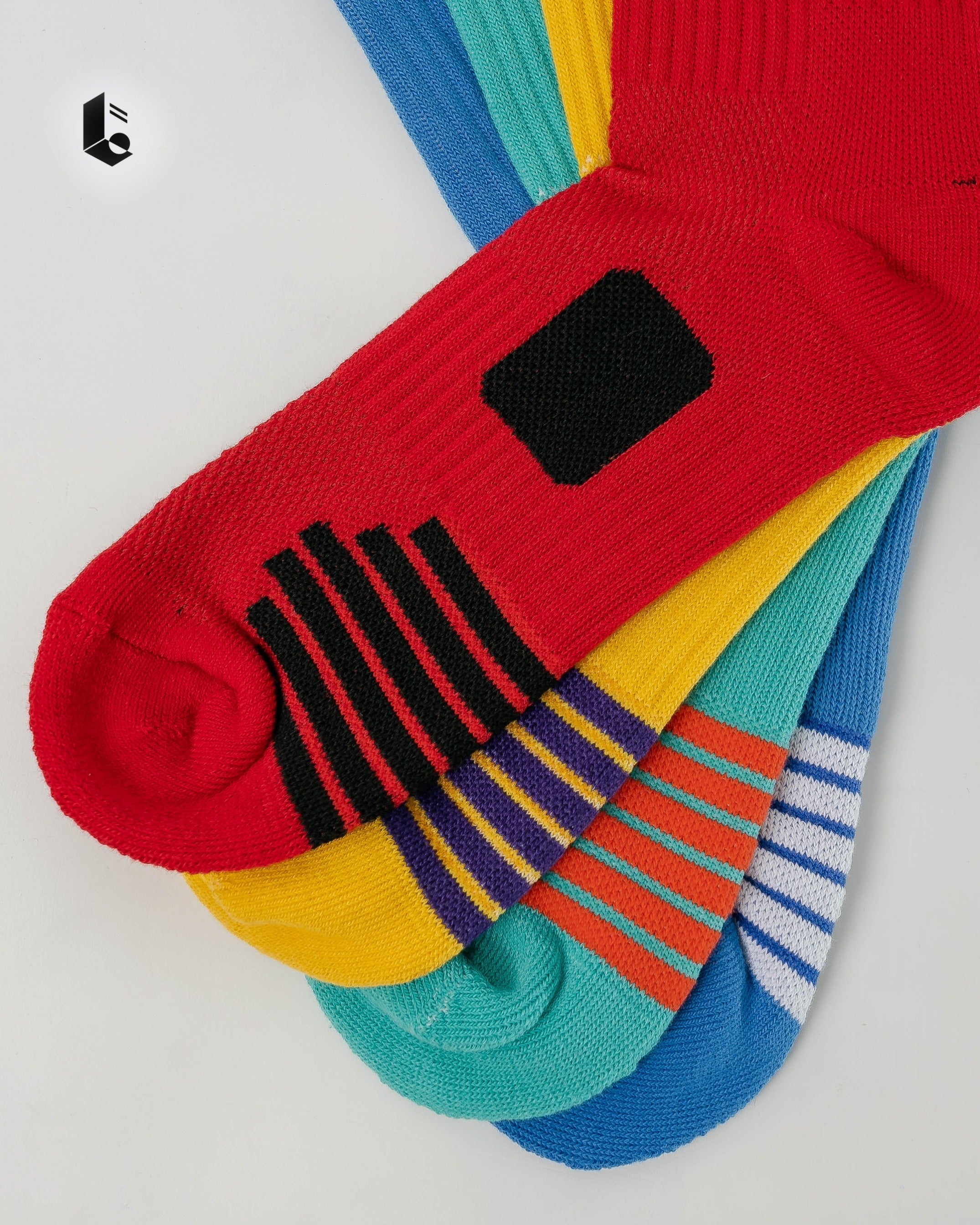 Velo Performance Crew Socks - Blue/Turquoise/Maroon/Yellow