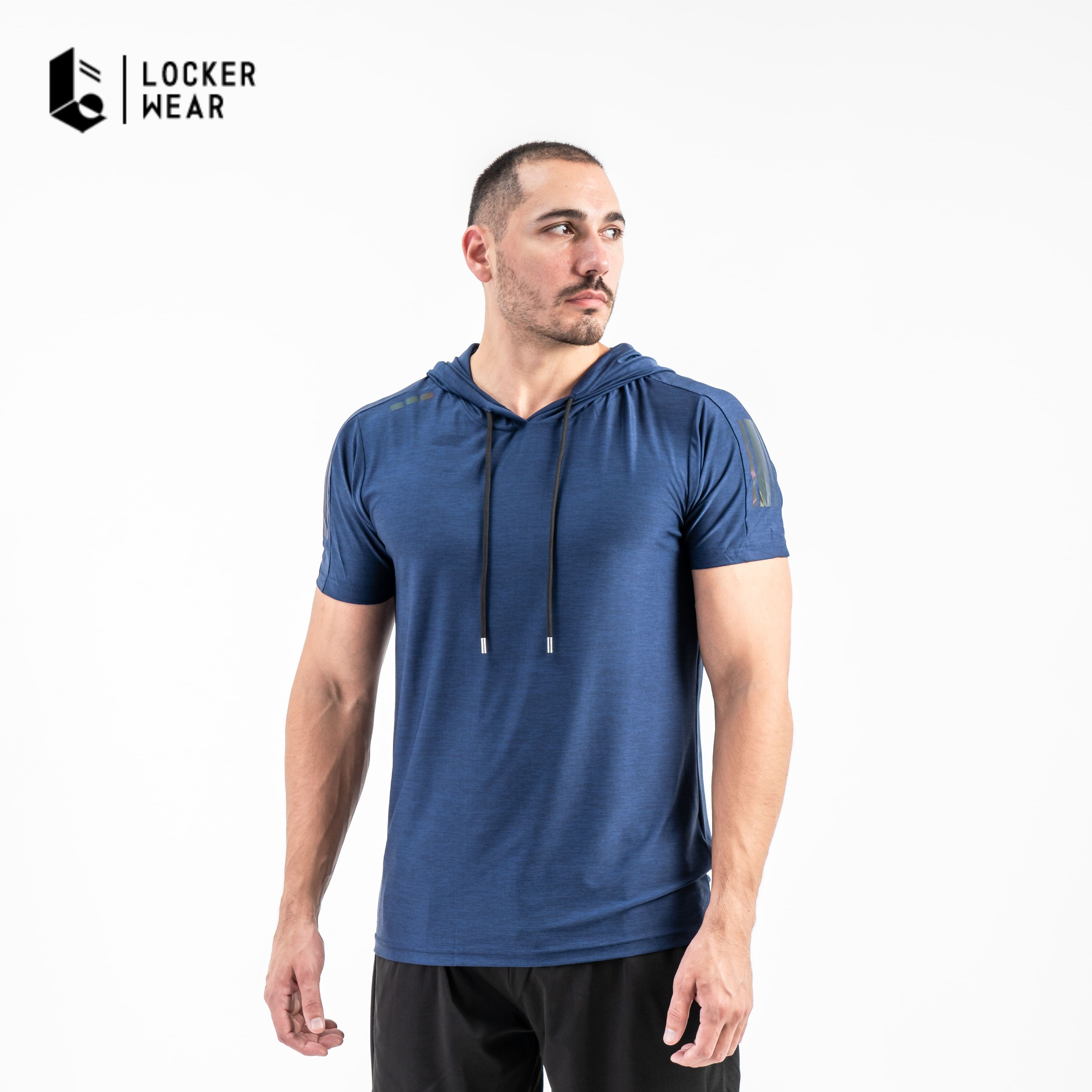 Lightcool Short Sleeve Hoodie - Green/Grey/Blue Navy