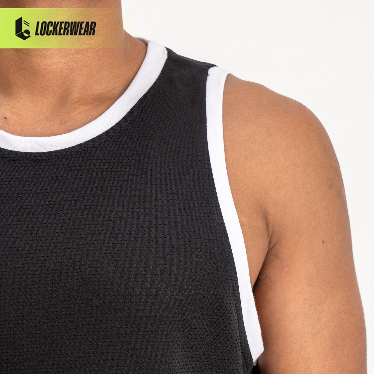 Hollow-Mesh Muscle Tank - Black/White/Dark Green