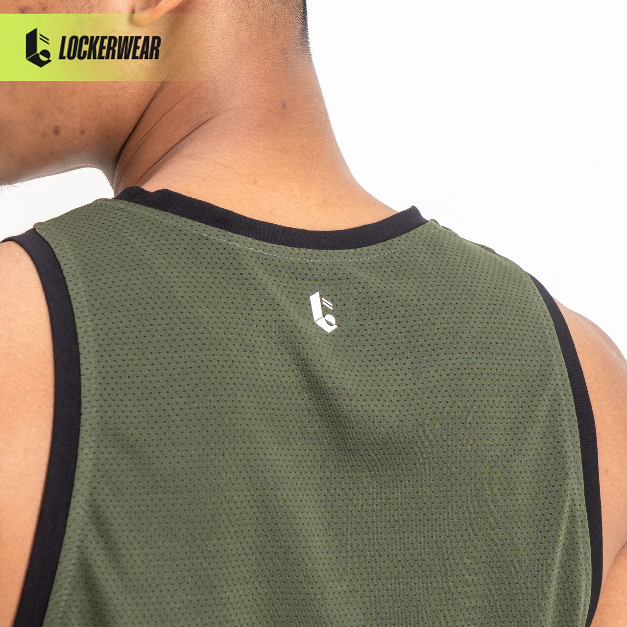 Hollow-Mesh Muscle Tank - Black/White/Dark Green