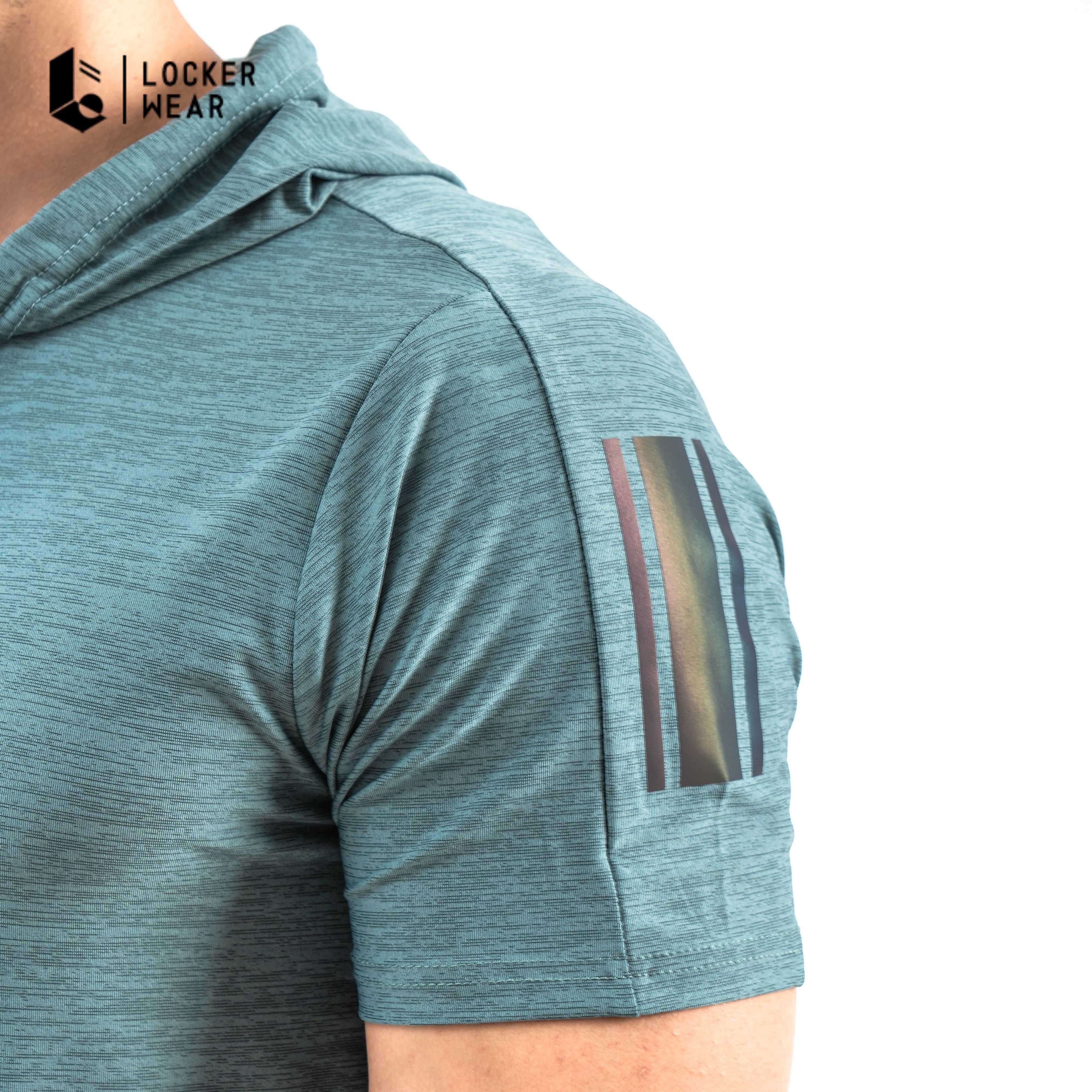 Lightcool Short Sleeve Hoodie - Green/Grey/Blue Navy