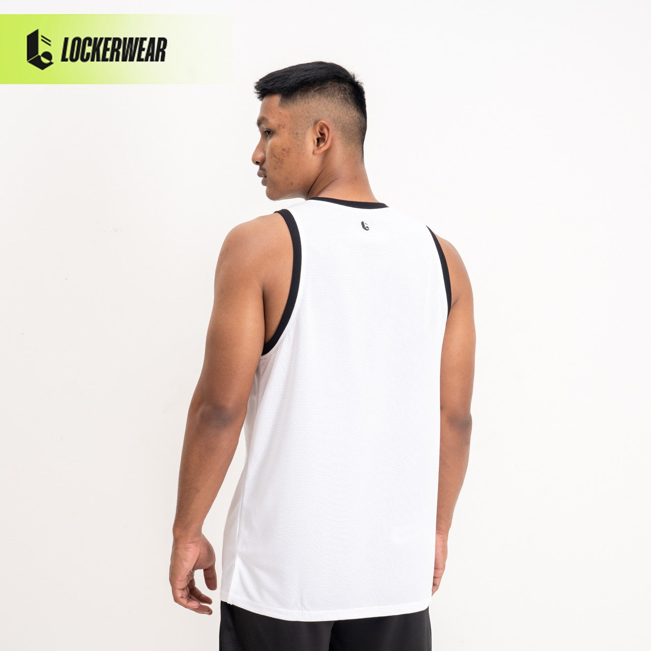 Hollow-Mesh Muscle Tank - Black/White/Dark Green